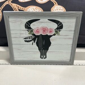Framed 8x10 Boho Skull Rose Wood Print 8x10